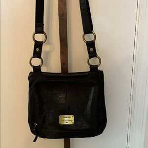 Fossil Black Leather Shoulder Bag